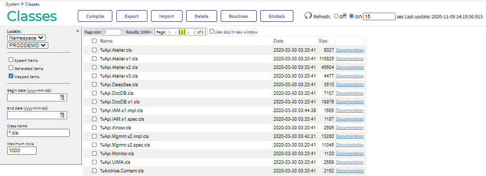 Classes pahe with automatic refresh every 15 seconds enabled