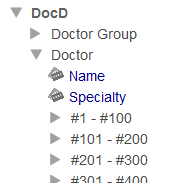 Doctor level expanded to show groups 1-100, 101-200, and so on