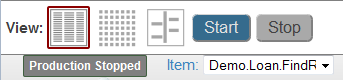 Item drop-down list where you can select the business host to view