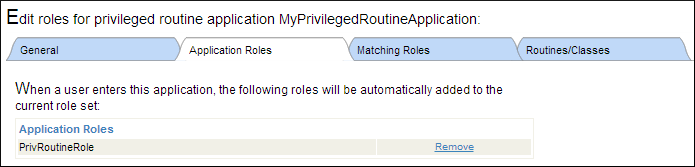 Application Roles tab with the new application role