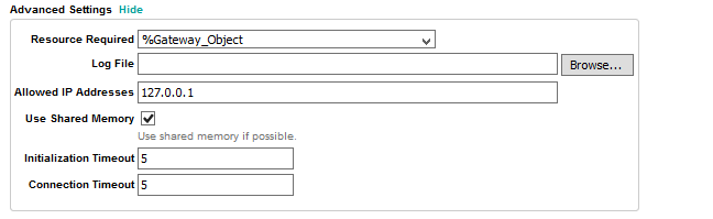 New External Server page advanced settings for all languages (showing fields described below)