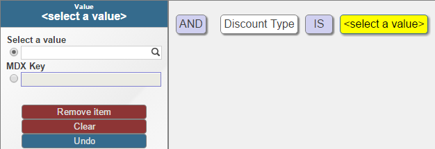 select a value from a list or enter and MDX key