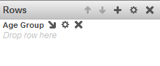 Rows box with Age group level has drop item here option, advanced option, delete option