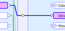 The line connecting the highlighted source property's circle to the highlighted target property's triangle.