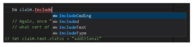 Illustration of IDE autocomplete for FHIR object model.