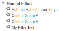 named filders folder expanded to show named filters including Control Group A, Control Group B